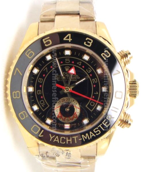 Fake Rolex Yacht Master 2 Black and Gold 44mm Watch